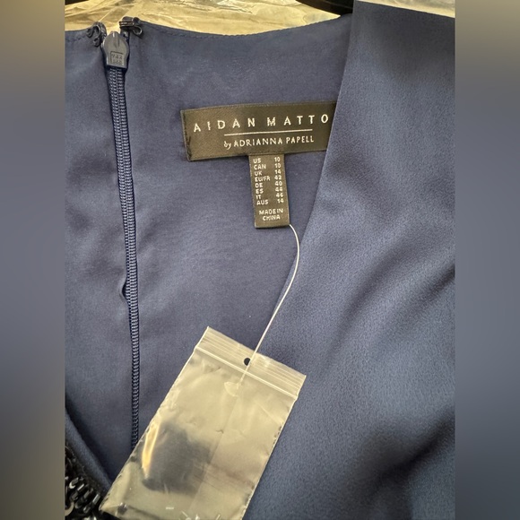 Aidan Mattox Embellished V Neck Peplum Sheath Dress - Picture 13 of 16